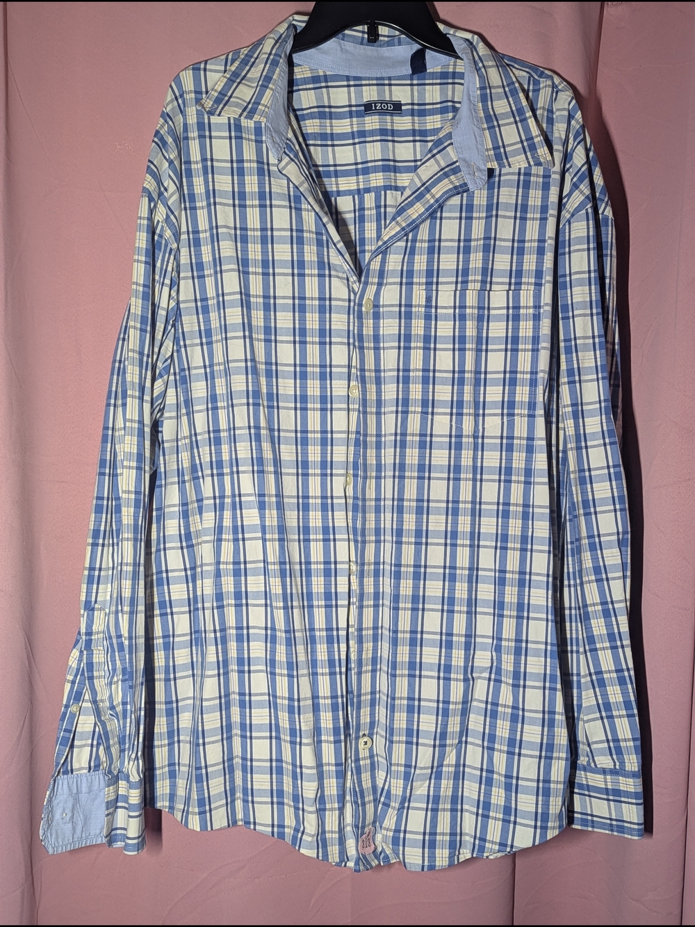 IZOD Plaid Long-Sleeve Button-Down Shirt 4XL